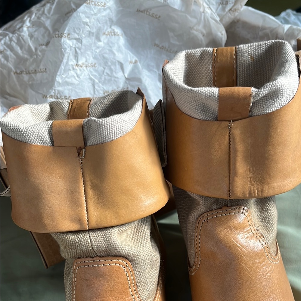 Matisse Coachella Tan Leather and Canvas Boots - Picture 14 of 16
